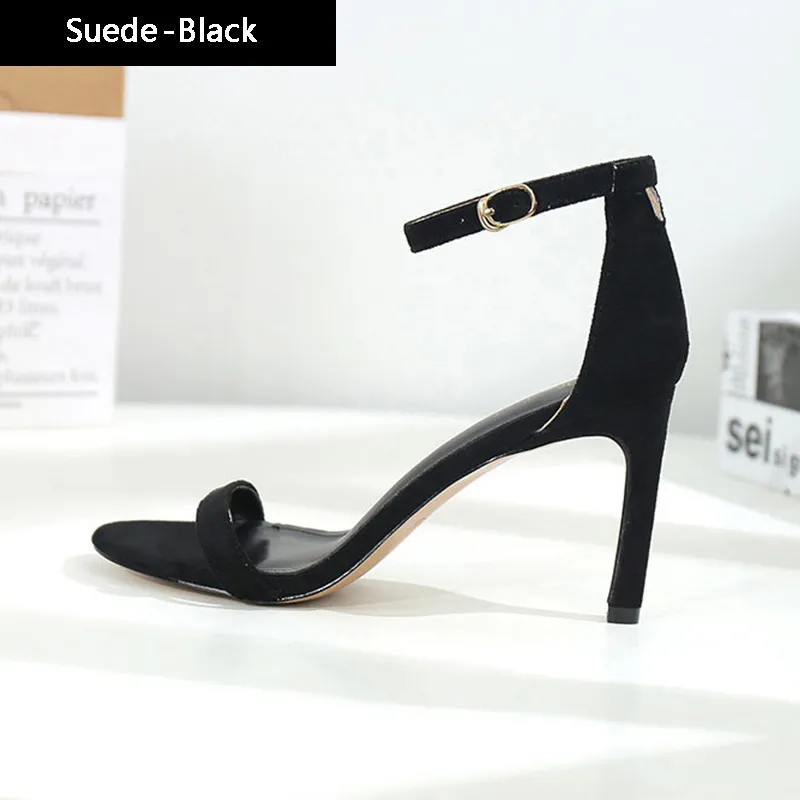 Women Casual Sandals Classic High Heels 10cm Fetish Summer Ladies Suede Leather Shoes Woman Sandal Pumps Female Sexy Stiletto LGG4281