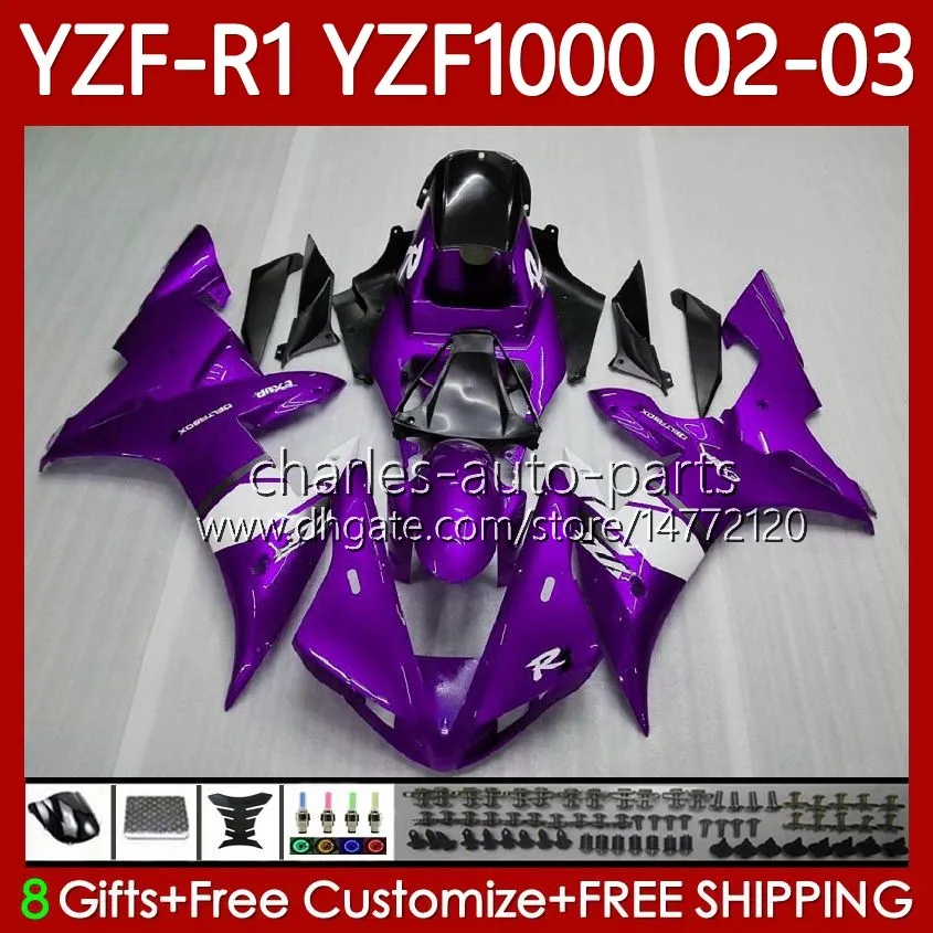 Yamaha YZF-R1 YZF-1000 YZF R 1 1000 CC 00-03 BODYWORK 90NO.27 광택 보라색 YZF R1 1000CC YZFR1 02 03 00 01 YZF1000 2002 2003 2000 2001 OEM 페어링 키트