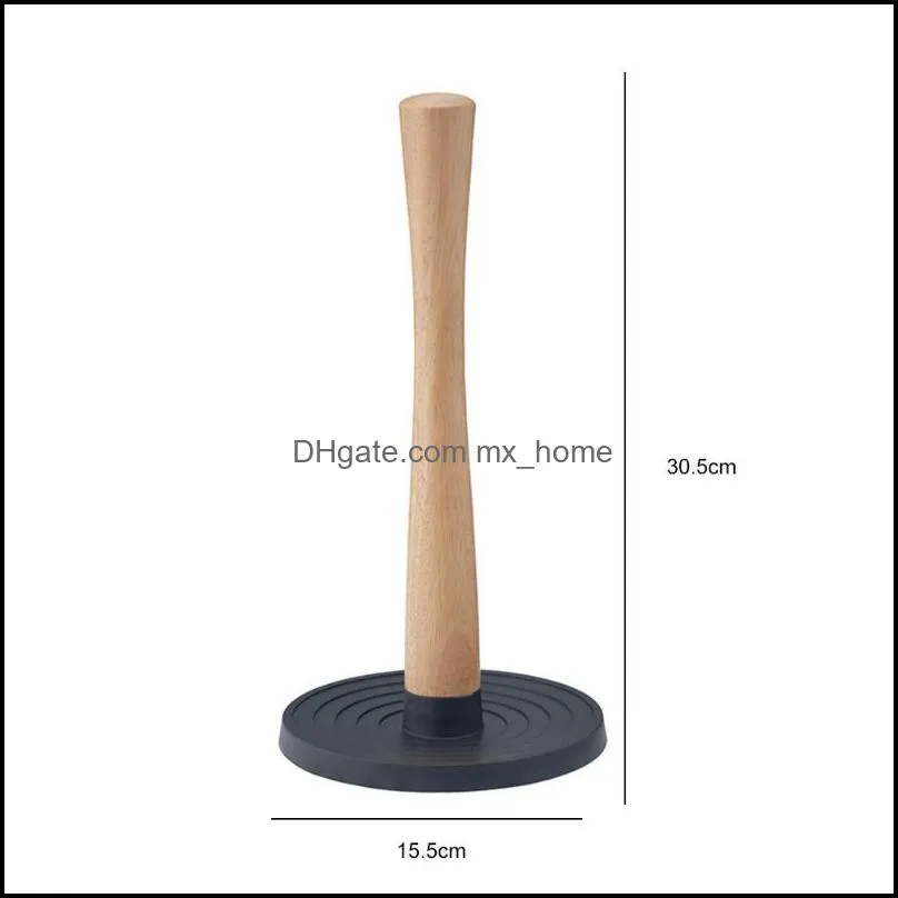 Napkin Rings Paper Towel Holder Dining Table Vertical Roll Rubber Wood ABS Base Tissue Stand For Kitchen Living Room