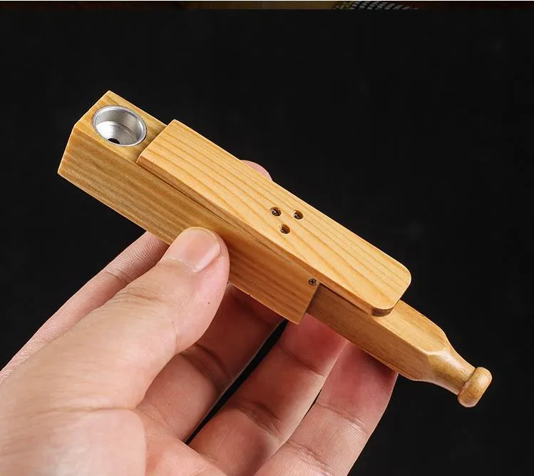 2022 new Mini Slide Cover Cigarette Wooden Smoking Pipe Tobacco Portable Herb Hand Wood Pipes Filter Holder Smoke Accessory