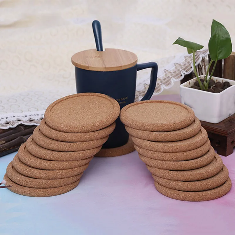 Modern Minimalist Groove Cup Mat Wooden Cushion Circular Polishing Cork Insulation Pad Cups Mats