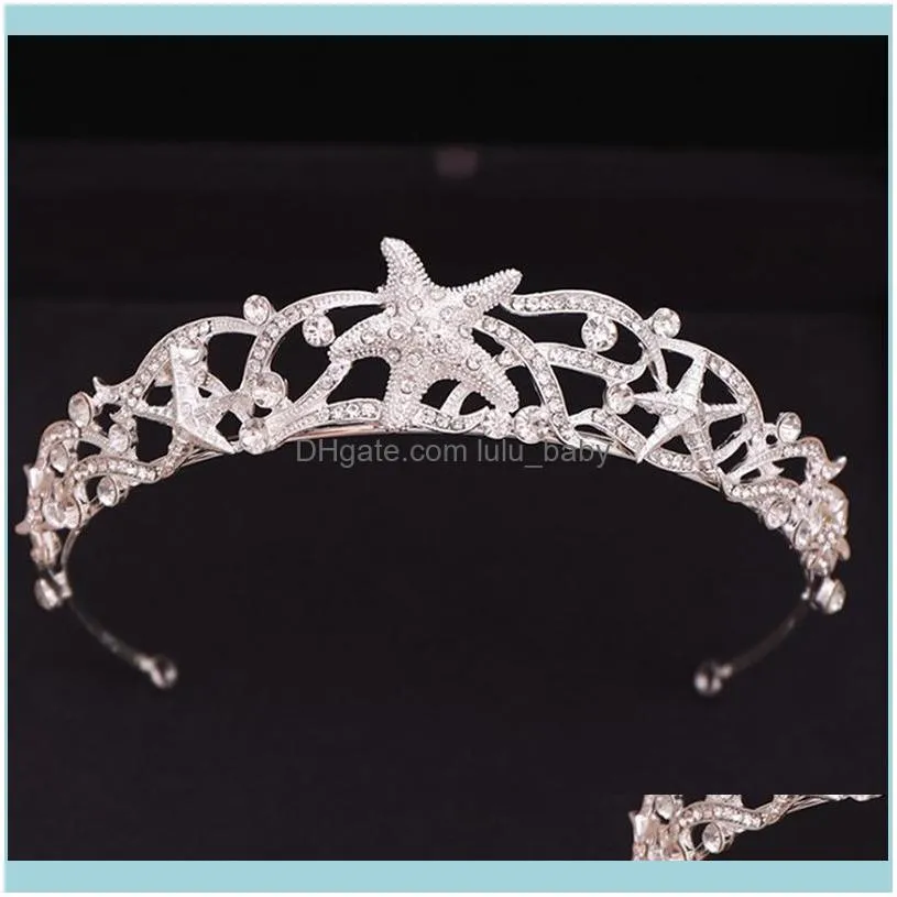 1pc New Sparkling Starfish Crystal Bridesmaid Bride Bridal Wedding Party Prom Princess Pageant Tiara Crown Fashion Hair Jewelry