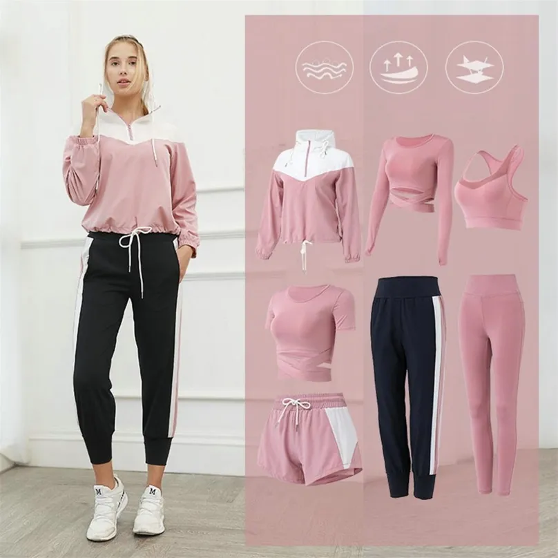 2/3/4/5/7PCS Frauen Yoga Set Workout Kleidung Für Gym Sport Laufen und Radfahren anzug Plus größe XXXL 210802