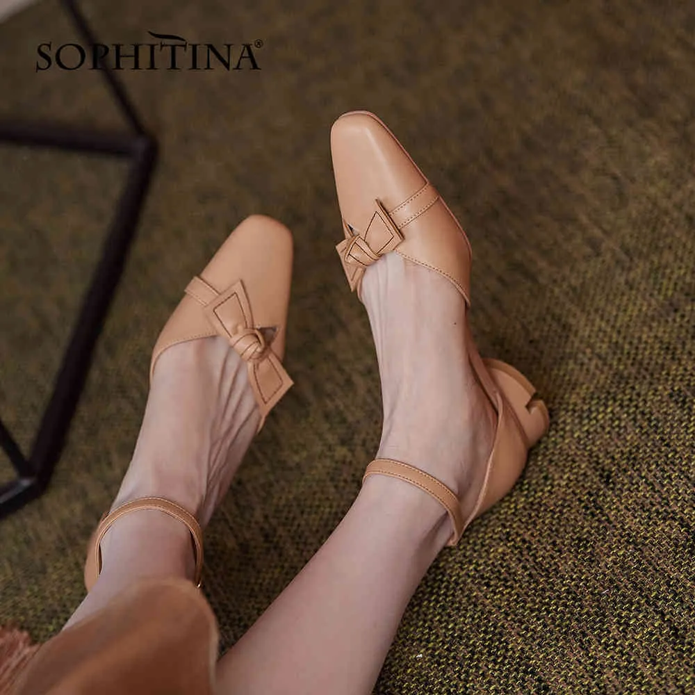 Sophitina kvinnor skor söt fjäril-knut lågklackna bekväma kortfattade skor ankel spänne sida ihåliga dating kvinnliga pumpar ao804 210513