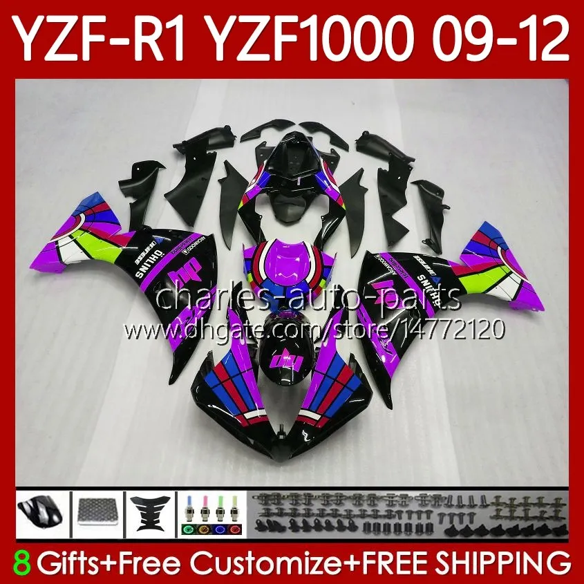 Bodywork Kit ل Yamaha YZF-R1 YZF R1 1000 CC YZF-1000 09-12 Body 92No.138 New Purple YZF1000 YZF R 1 2009 2012 2012 1000CC YZFR1 09 10 11 12 دراجة نارية
