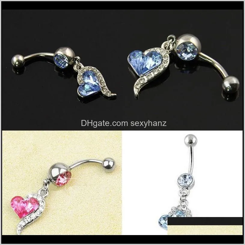 d0144-retail ( 4 colors ) heart style ring belly button ring navel rings body piercing jewelry dangle accessories fashion charm