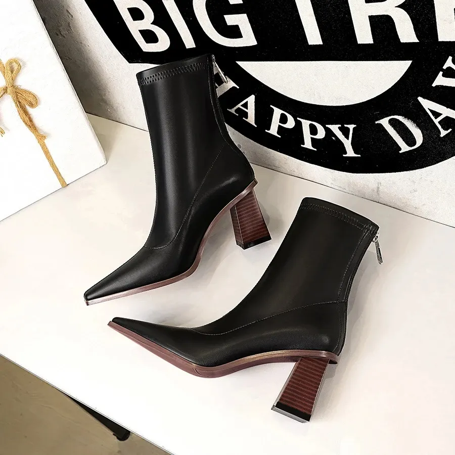 Boots Square heel Boots-women Women's Rubber Shoes Rain Sexy Thigh High Heels High Sexy Luxury Designer Pointed Toe Booties