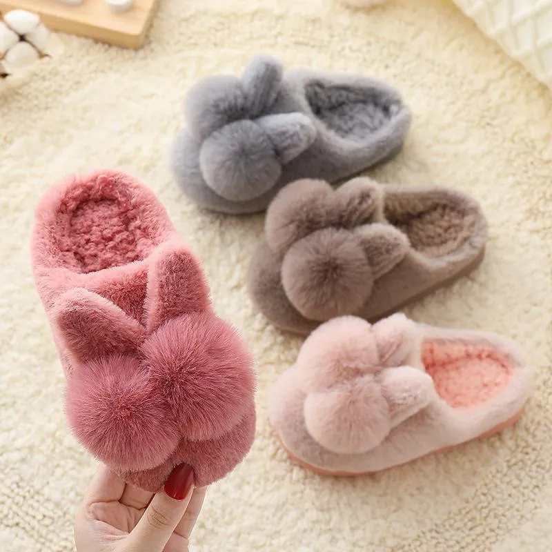 Slipper Baby Boys and Girls Algodão Sapatos Casa interior Chinelos para Crianças Macio Macio Furry Miúdos Miúdos Casa Criança