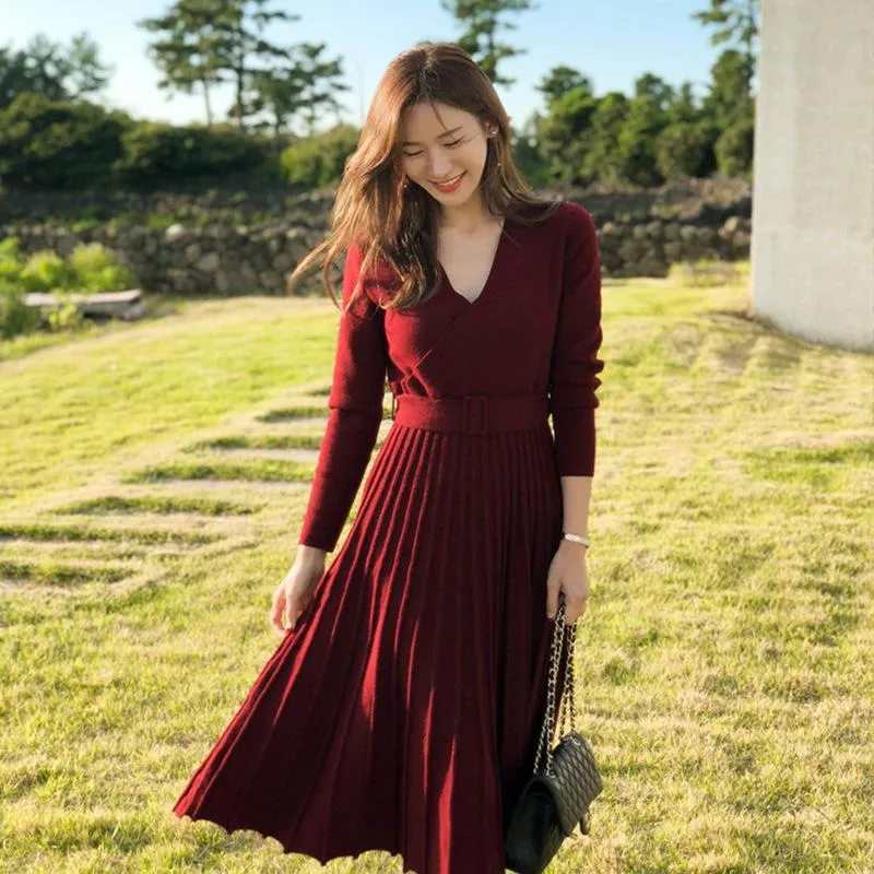 red a line sweater dress ZAPAKASA Women Dark A Line Grey Ruched Long Chiffon Mother of the Bride Dress  with Slit V-Neck Long Sleeves Wedding Guest Dress main image 0