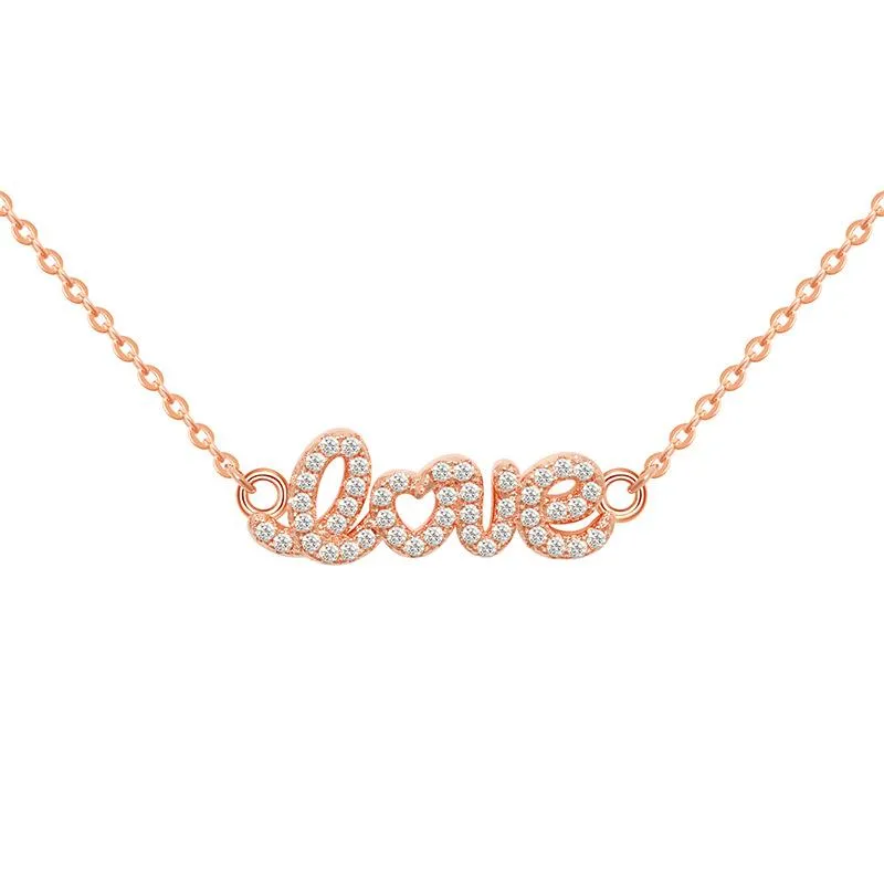 Hängsmycke Necklaces Design Sweet Fancy Smycken Brev Kärlek Crystal CZ Zirconia Halsband för Alla hjärtans dag