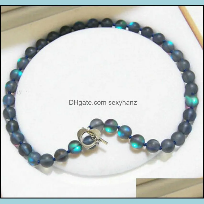 10mm Gray Gleamy Rainbow Moonstone Round Beads Necklace Bracelet Earrings Bracelet, &
