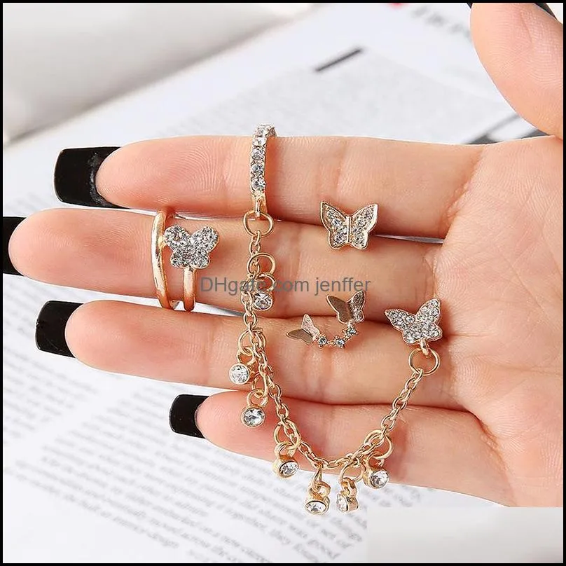 Dangle & Chandelier Charm Rhinestone Tassel Chain Earrings Cute Butterfles Crystal Earring Female Party Gifts Fashion Jewelry Ear