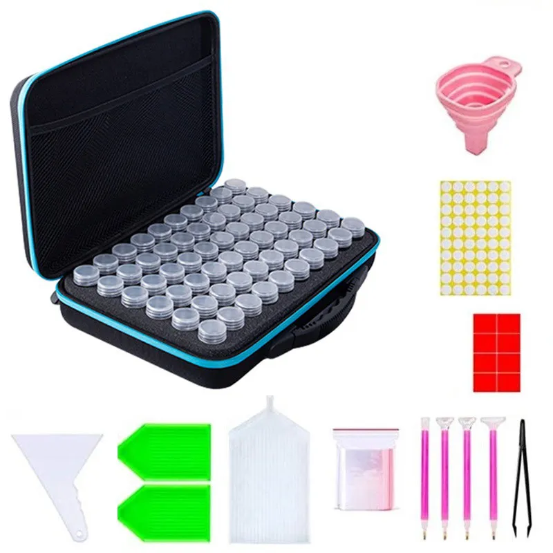 Draagbare Diamond Painting Tools Accessoires Opslagcontainers Schokbestendige draagtas met Clay 60 Flessen 2KDJK2106