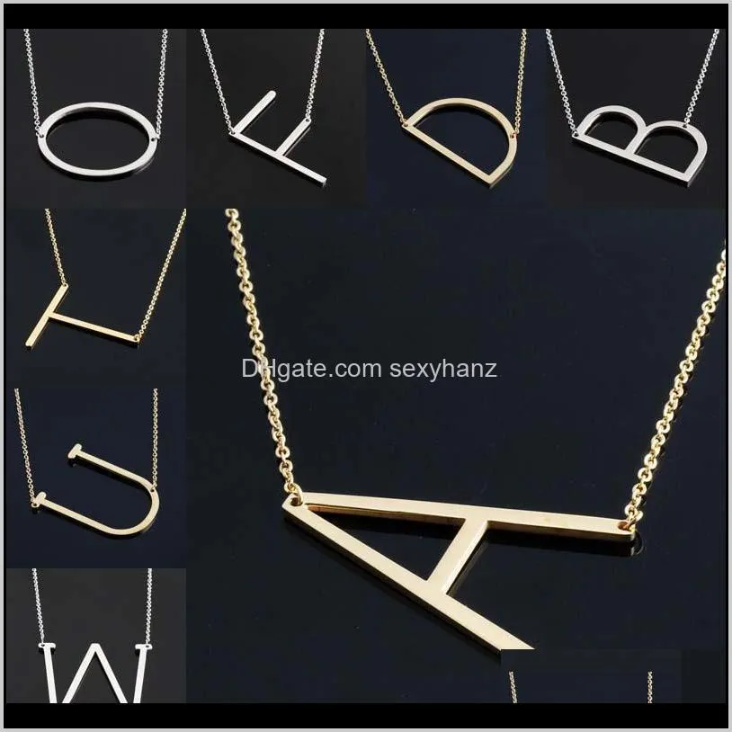 Kettingen Hangers Roestvrijstalen Engels A-Z 26 Letters Initial Ketting Sier Gouden Hanger Ketting voor Vrouwen Huisnaam Mode-sieraden DR