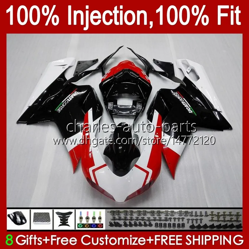 Кузов для Ducati 848 1098 1198 с 07 08 09 10 11 848R 1098R белый черный 848S 1098S 1198S 1198R 75HM3 2007 2008 2009 2010 2011 обтекатель комплект