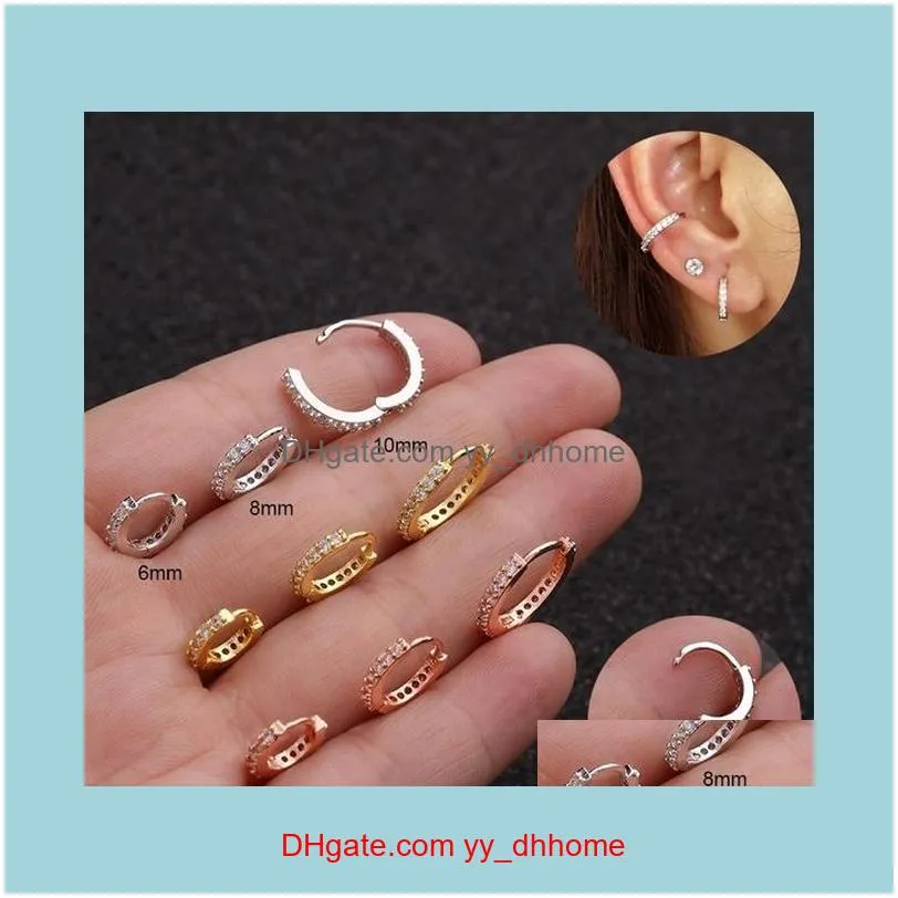 Wholesale Boucles D`oreilles 6mm To 10mm Cz Cartilage Huggie- Hoop Earring Small Hoops Tragus Woman Daith Piercing Jewelry & Huggie