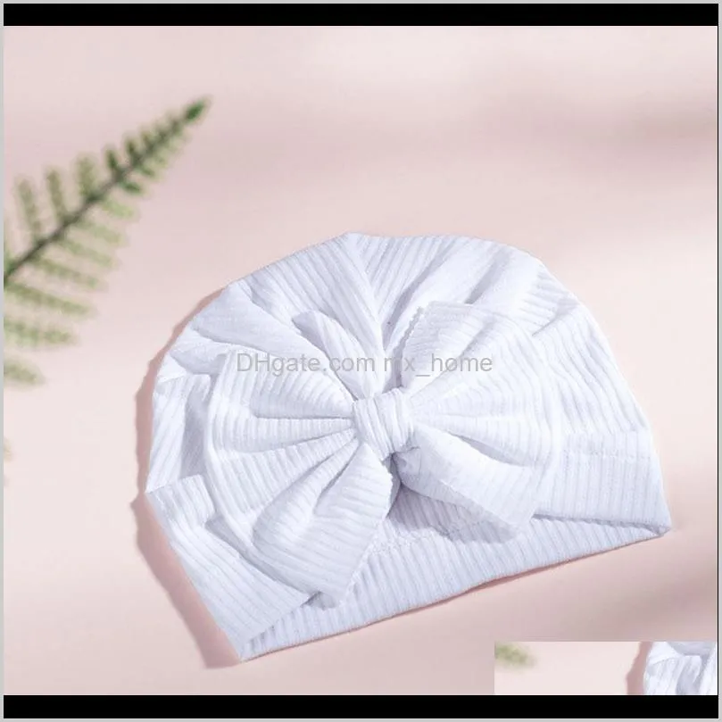 new arrival newborn baby bows turban kids beanie hat infant photography props warm cotton bowknots cap headwear