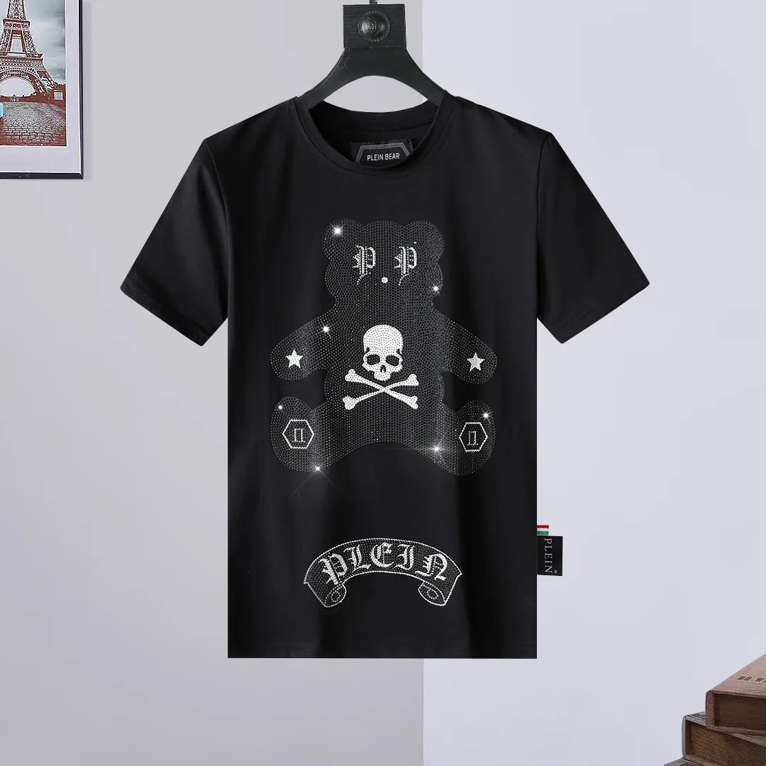 メンズTシャツラウンドネックSSテディベアPLEINメンズデザイナーTシャツラインストーンスカルメンズTシャツクラシック高品質トップティーPB 16582