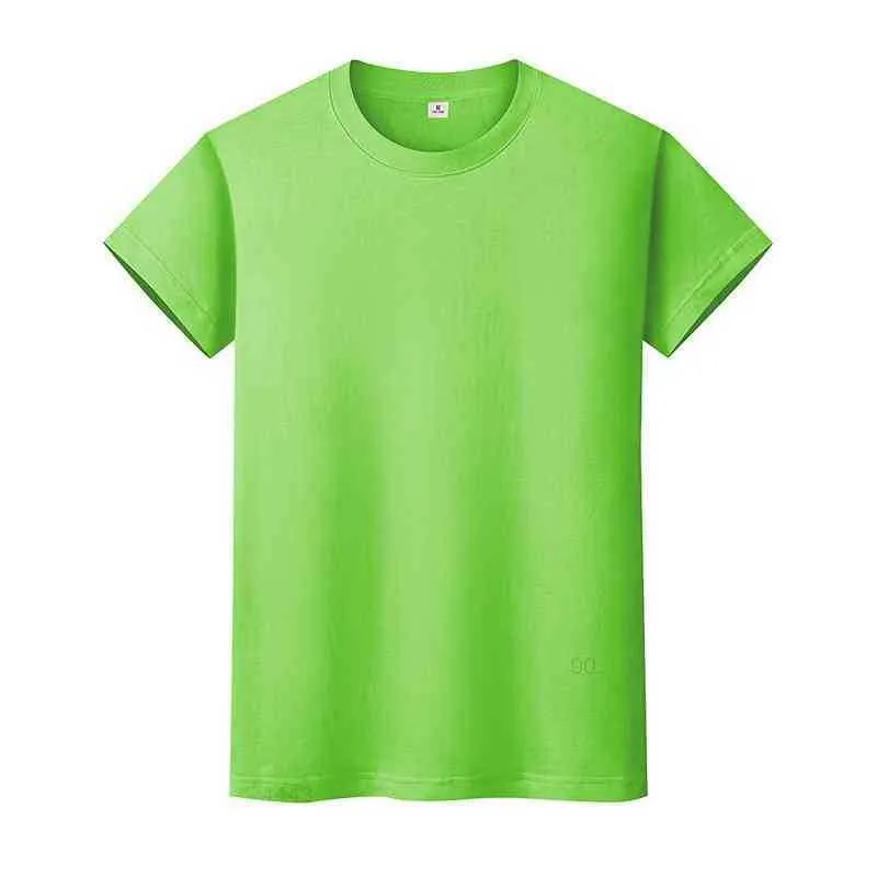 Mannen en vrouwen ronde hals effen kleur T-shirt zomer katoenen bottoming short-mouwen half mouwen qosdgi