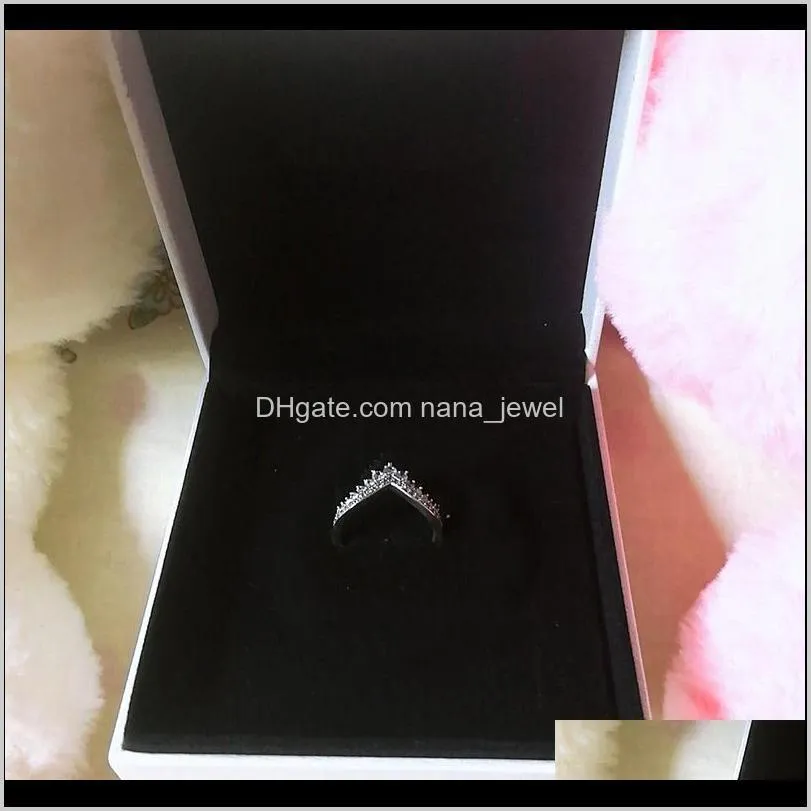 clear cz diamond princess wish ring set original box for pandora 925 sterling silver women girls wedding crown rings