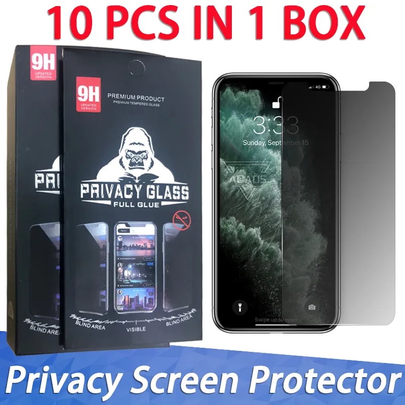 Privacy Glass Screen Protector Anti-spion för iPhone15 14 Pro Max 13 12 11 XS XR Samsung A34 Tempererad glasfilm med detaljhandelslåda