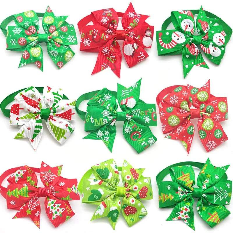 Dog Apparel 30/50 Pc Christmas Pet Grooming Product Holiday Party Puppy Bow Tie Necktie Supplies Accessories Bows