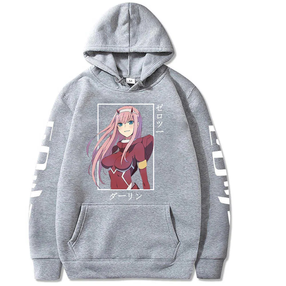 Anime Darling In The Franxx Zero Two Hoodies Harajuku Long Sleeve Streetwear Graphic Sweatshirts Unisex Hoodies Clothes Y0803