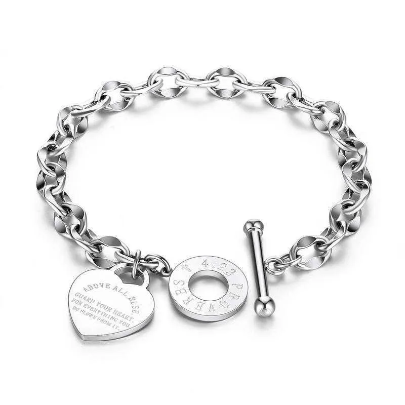 Браслет в форме сердца с подвеской в виде пословиц для женщин, подарок, металлические брендовые дизайнерские браслеты, модные женские золотые украшения, подарки Q0603