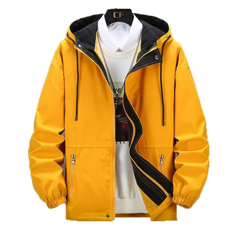 Spring Yellow Jacket Men Women Black Blue Top 021 Plus Size 8XL Loose Casual Hooded Outdoor Sports Couples Fashion Coat N887 Women's Jackets