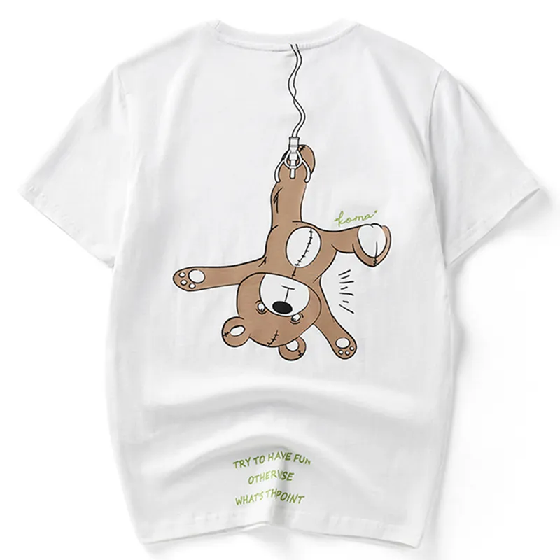 Cartoon Cute Print Casual T-shirts Kurzarm Baumwolle Tees Männliche Frische Tops