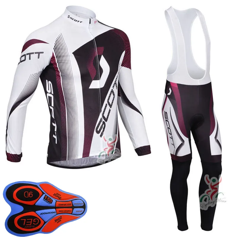 Spring / Autum Scott Team Mens Jazda Jazda Zestaw Koszulki Z Długim Rękawem Koszule Sznurki Długie Spodnie Suit MTB Rowerów Wyścigi Rower Uniform Odkryty Sport Nosić Ropa Ciclismo S21042011