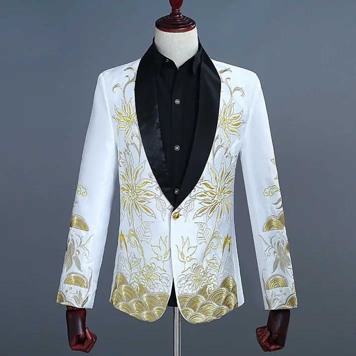 White and on sale gold blazer jacket