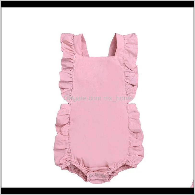 baby girls candy color rompers flying sleeve bow tie cotton solid jumpsuit single buckle kids onesies girls outfits 0-24m 04