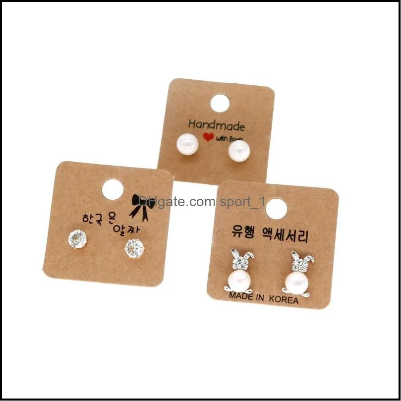 4*4cm Kraft Paper Multi-motif Earring Card With Hold Hanging Stud Earrings Ear Stud Jewelry Display Card Wholesale Can Custom Logo