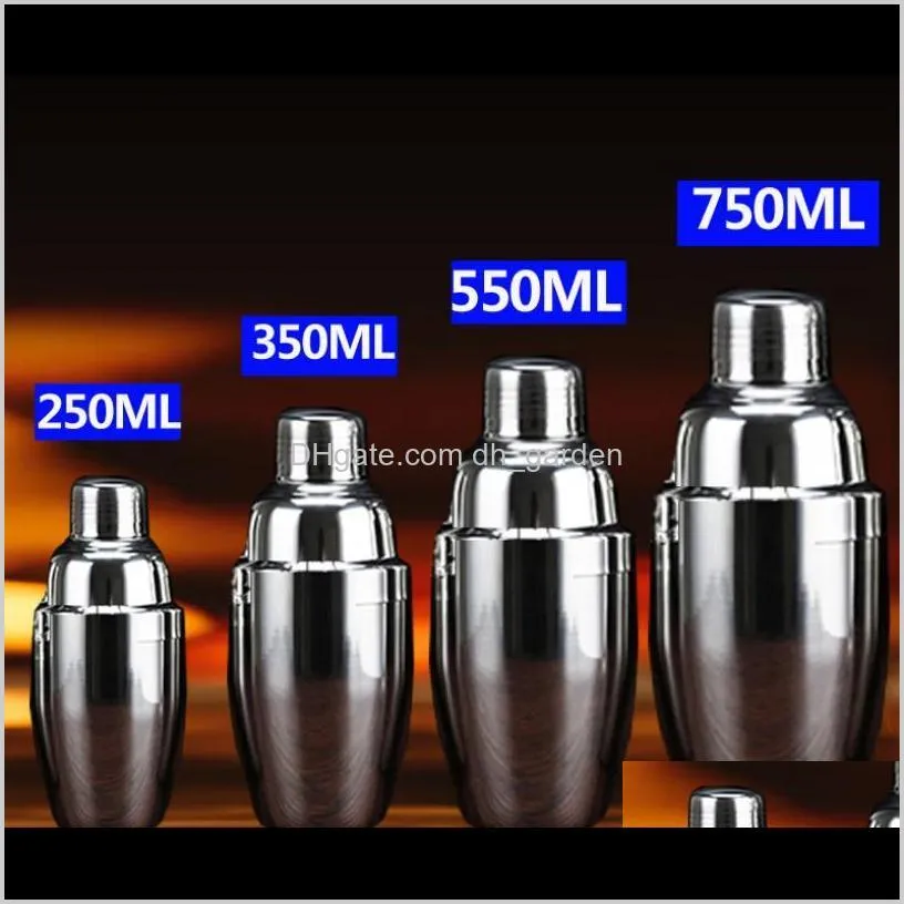 100pcs new stainless steel shaker cocktail shaker cocktail mixer wine martini drinking shaker party bar tool sn2075