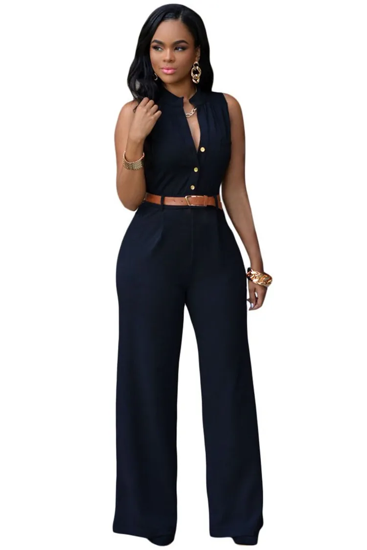 Elegante Combinaison De Jambe Large Sans Manches Avec Ceinture Arriere En Maille Polyester Automne Dete Noir Bleu Rouge Jaune Bleu Ciel Blanc Du 14 72 DHgate
