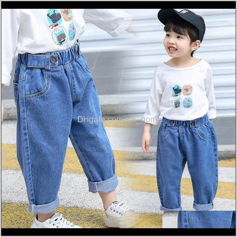 jeans child infant blue jeans pants for boys 7 year kids jeans for girls loose elastic waist white denim pants legs fashion boys