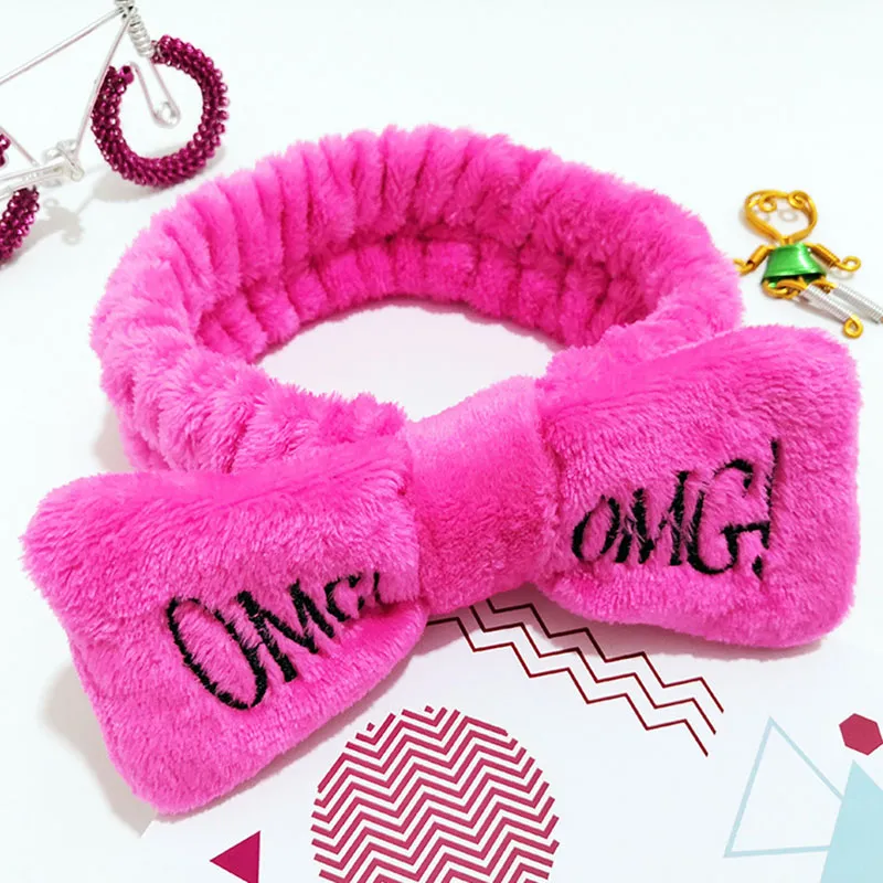 OMG Letter Coral Fleece Wash Face Bow Headbands For Women Girls Headband Headwear Head Bands Turban Hair Accessories3214931
