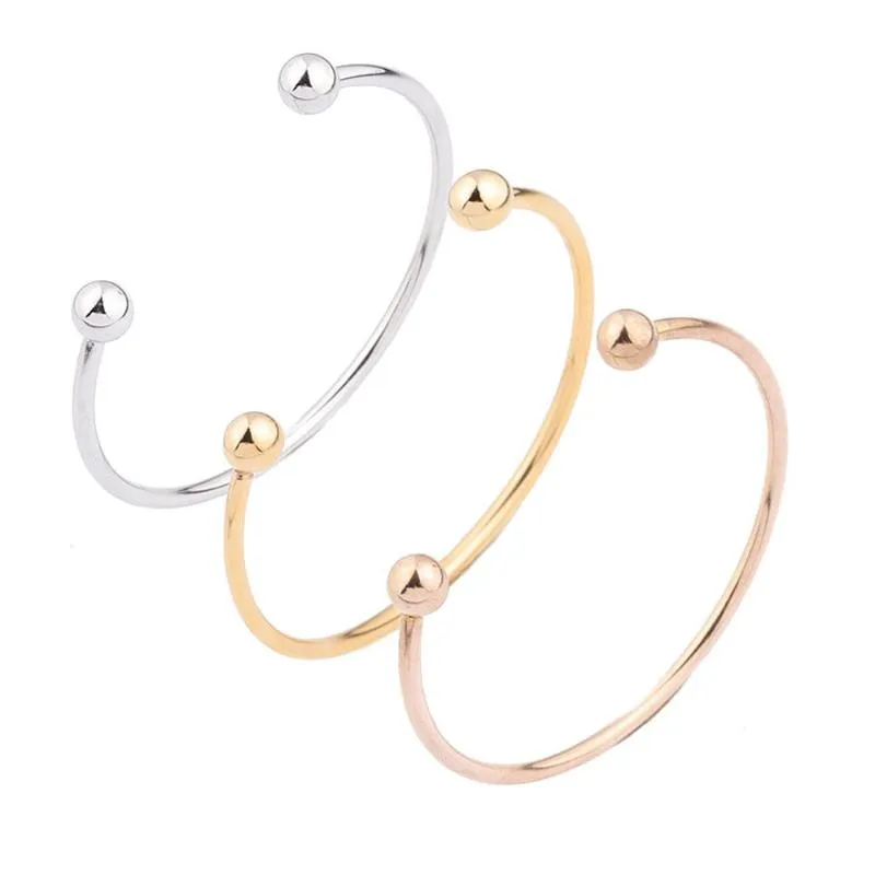 Bangle Drop Quality Metal Copper C Shape Round Ball Open Cuff Bangles For Men Women Gifts