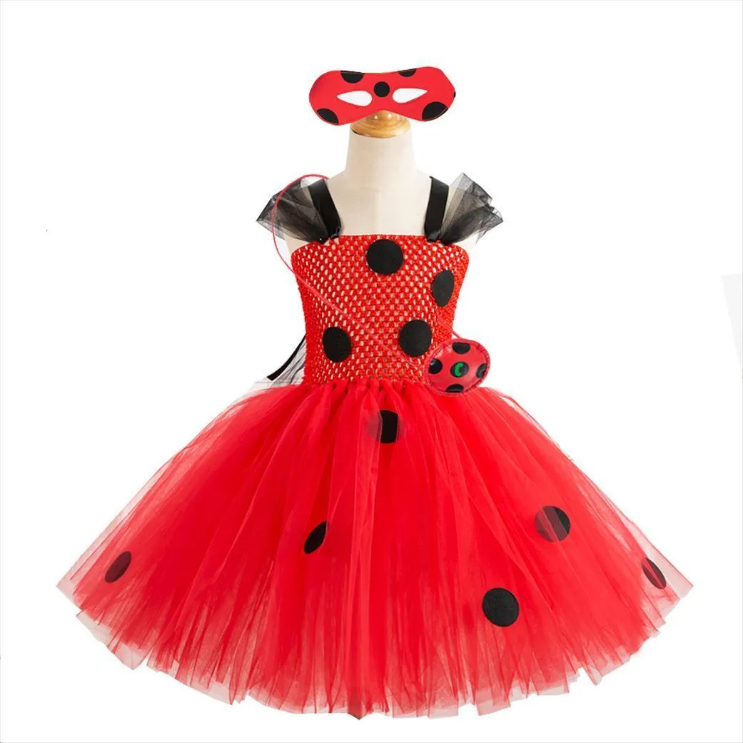 Venta al por mayor Princesa para ni as Vestido de ni a Dibujos animados Ladybug Pretty Childrens Use Ropa de rendimiento lindo del festival