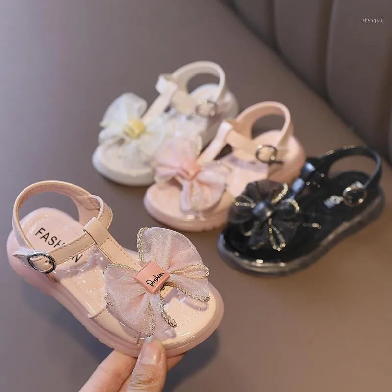 Sandales bébé filles 2022 été dentelle nœud papillon princesse chaussures enfants fête d'anniversaire enfants plage bébé enfant en bas âge