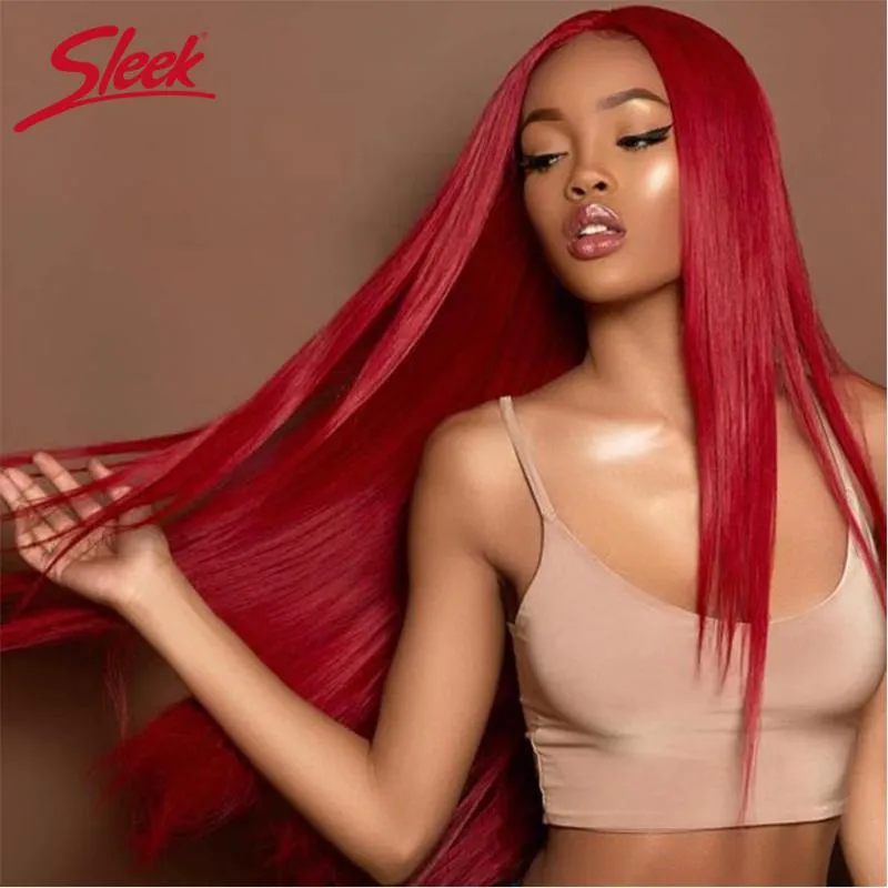 Bulks di capelli umani Sleek Natual Yaki dritto brasiliano Remy Red 99J # 4 bundle Deal 190 grammi per pacchetto Estensione al 100%