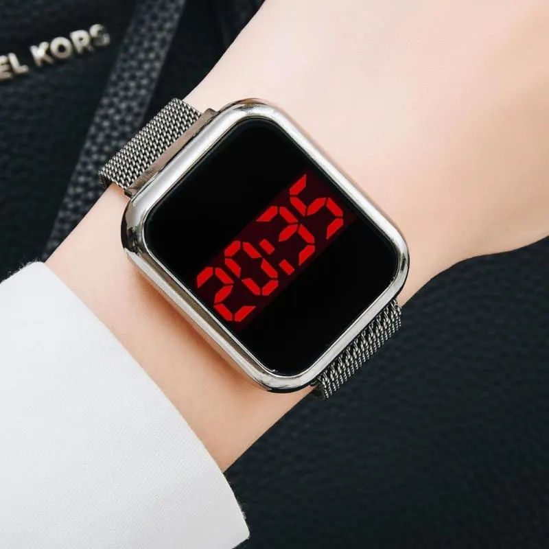 Smart Wristwatch Luxury LED Digital Touch Screen Magnet Watches 