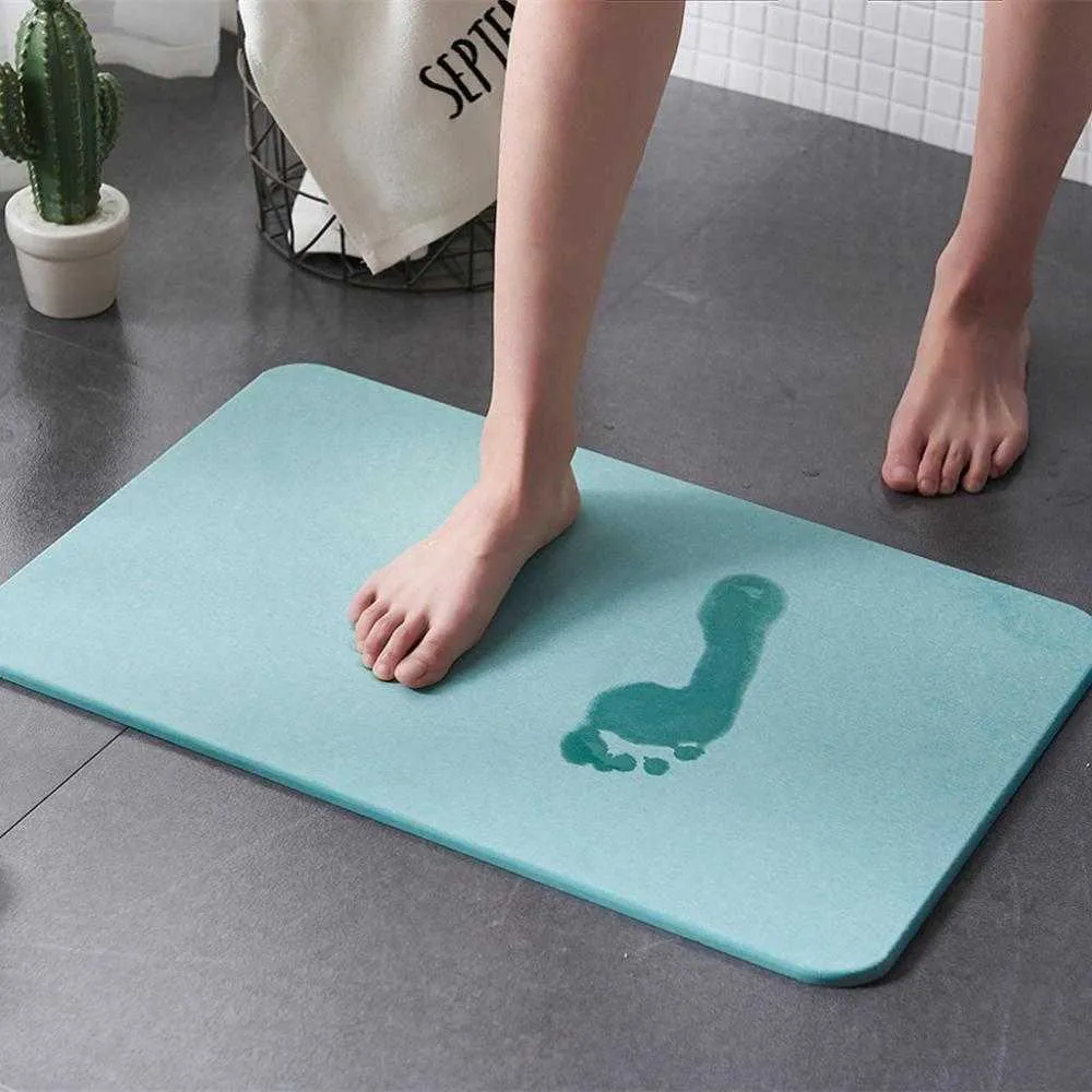 Diatom Mud Absorbent Foot Pad Non-slip Quick-drying Floor Mat Diatomite Bath Mat For Bathroom Entrance Doormat Anti-slip Carpet 210622