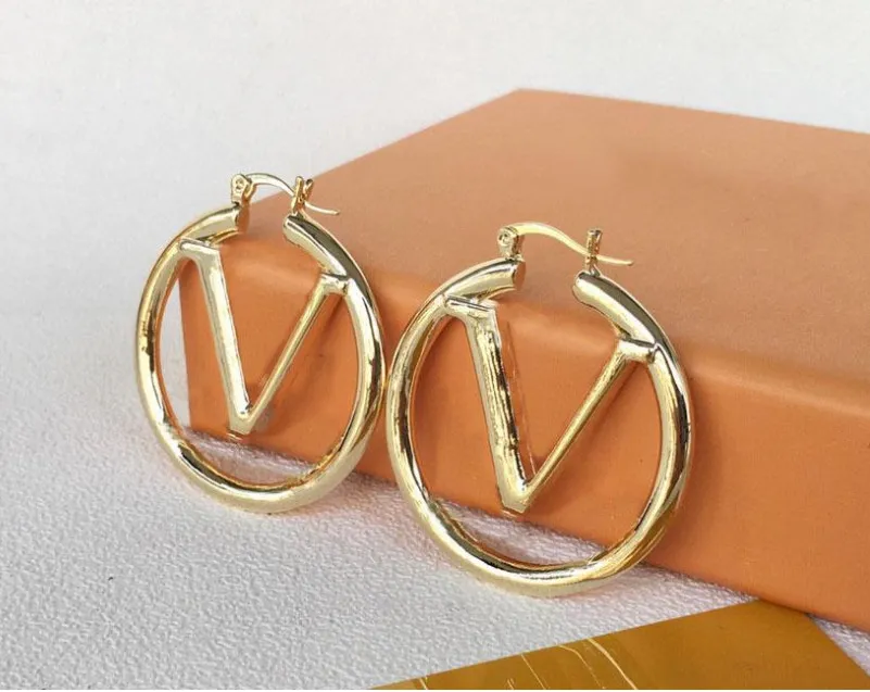 Fashion gold hoop earrings for lady Women Party Wedding Lovers gift engagement Jewelry for Bride