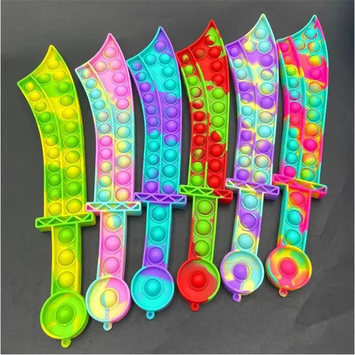 Party Favor Push Bubble Katana Épée Forme Puzzles Sensoriels Bulles Silicone Jeu De Société Éducatif Soulagement Du Stress Décompression Jouet