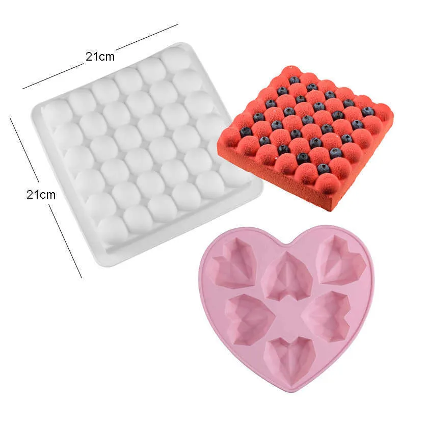 Heart Brick Molds For Chocolate 8.7 Inch Large Silicone Cake Brick