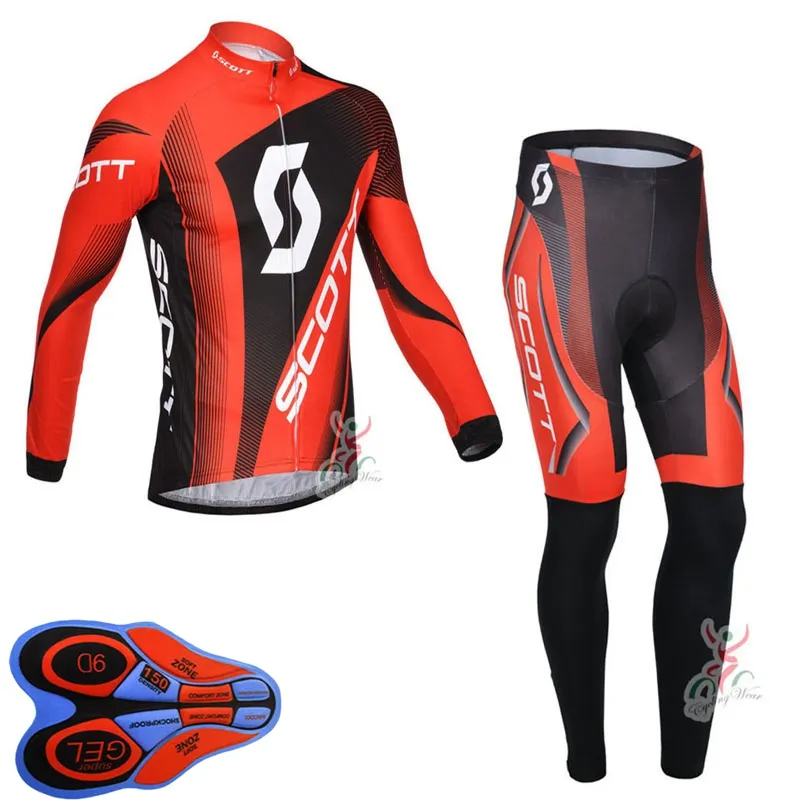 Primavera / Autum Scott Team Mens Cycling Jersey Set Camicie a maniche lunghe Camicie e Pantaloni Vestiti MTB Bici Abiti da Bike Racing Bicycle Uniform Sports Outdoor Abbigliamento da esterno Ropa Ciclismo S21042049