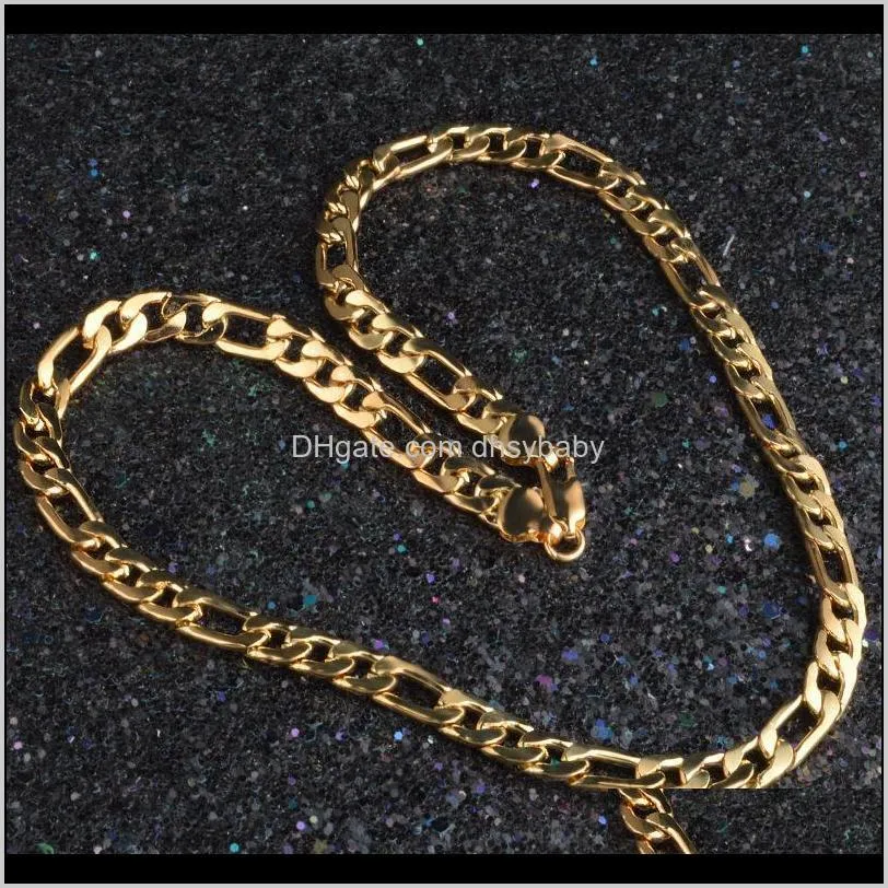 figaro chains necklaces for men 8mm 20 inch 18k gold plated stamped fashion hip hop jewelry gifts