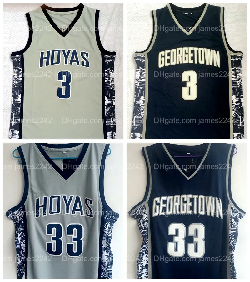 Maillot de basket-ball pour hommes Georgetown Hoyas College 3 Allen Iverson 33 Patrick Ewing University Good Ed